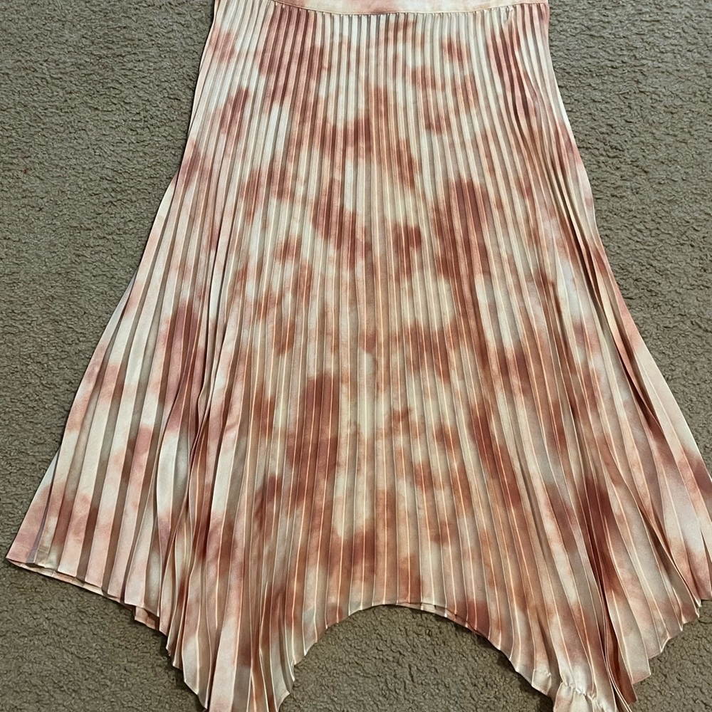 Vince Camuto A-Line Pleated Skirt in Pink and Cream